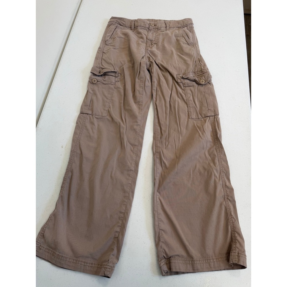 American Eagle Outfitters Tan Brown Wide Leg Cargo Pants Size 0 Regular Stretch